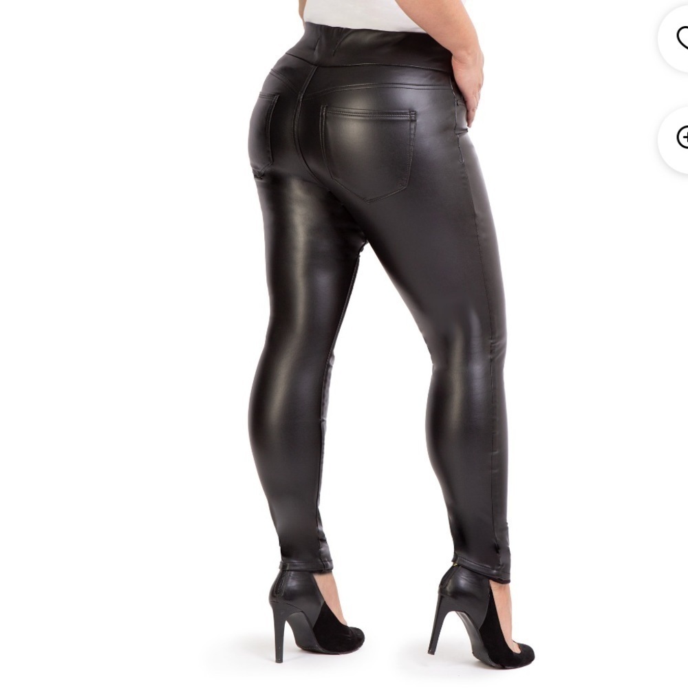 Jordache Black Faux Leather Leggings Size XL
